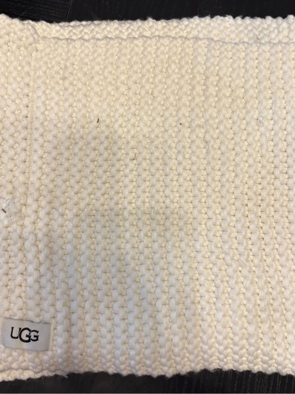 UGG Cream Knit Scarf with Woven Texture